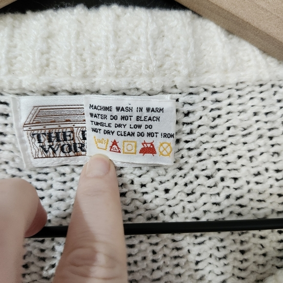 VTG The Import Workshop Women's Cardigan Size L Ivory Open Knit Scandi Chic - Picture 7 of 8